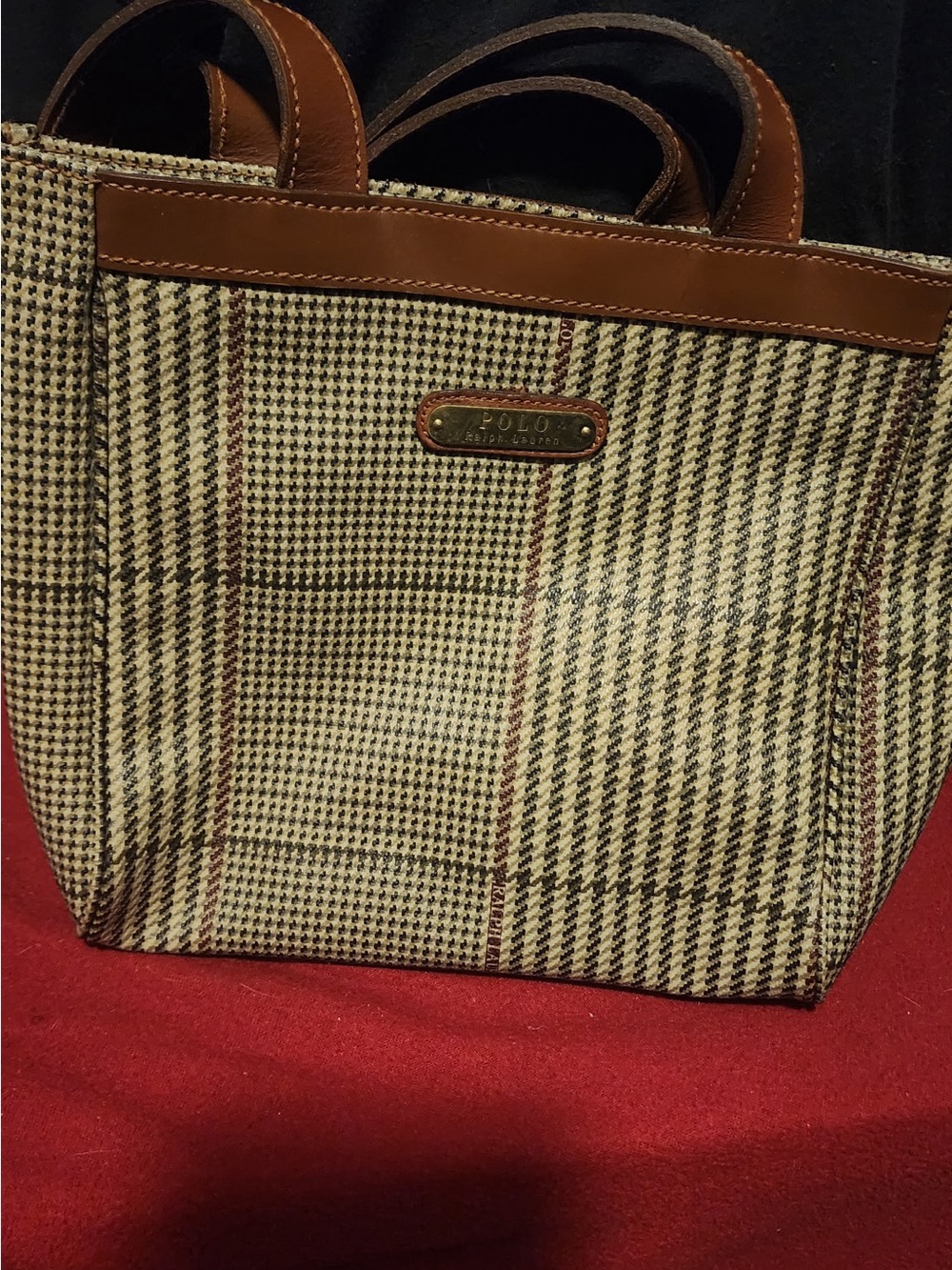 Polo by Ralph Lauren Tan and Brown Houndstooth Tote